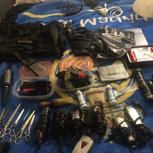 Hair clippers Premium Scissors /Combs and brushes Clipper Guards hair fibers…..